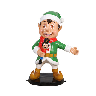 Santa Elf with Nutcracker Toy