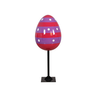 Easter Egg 60 Cm On Metal Plate (stripe And Polka A)