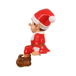 Sitting Santa Elf (red)