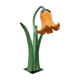 Flower In Metal Plate (Orange)